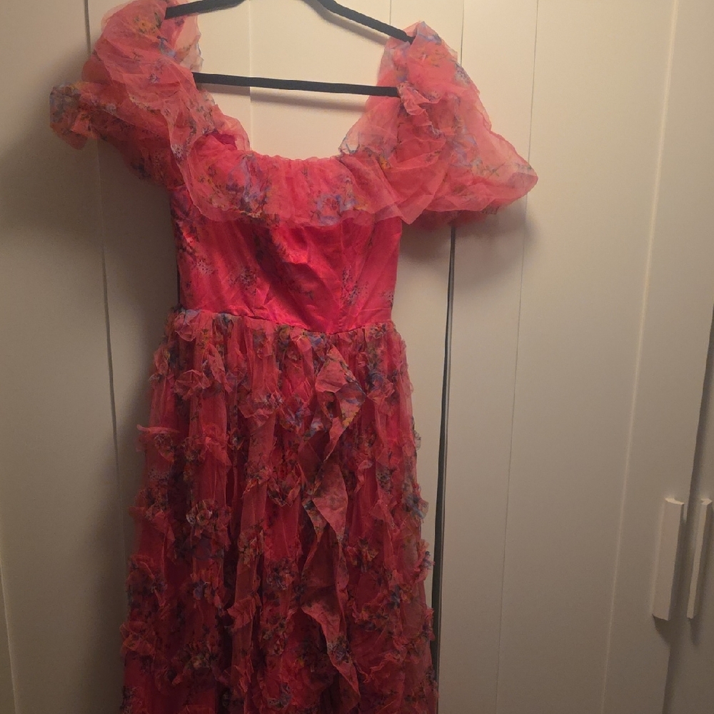 Floral Ruffled Off-Shoulder Dress